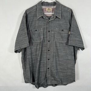 Woolrich Short Sleeve Button Up Shirt Mens Size XXL 2XL Gray Heathered Pockets
